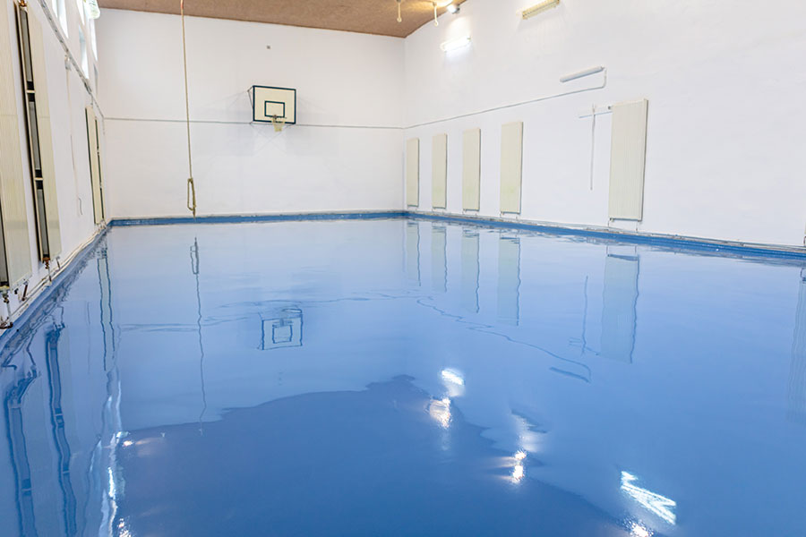 basketball court with epoxy flooring