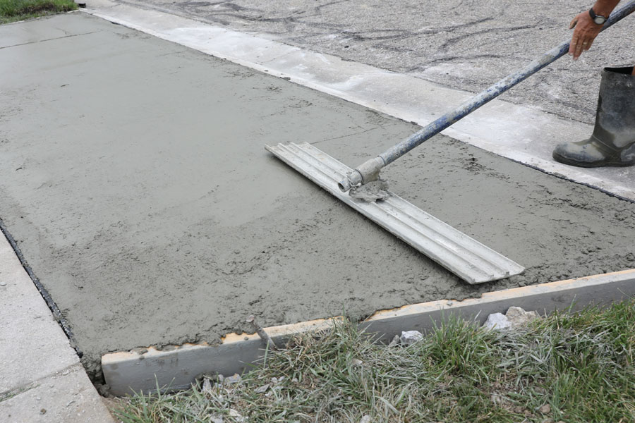 concrete driveway finishing close up